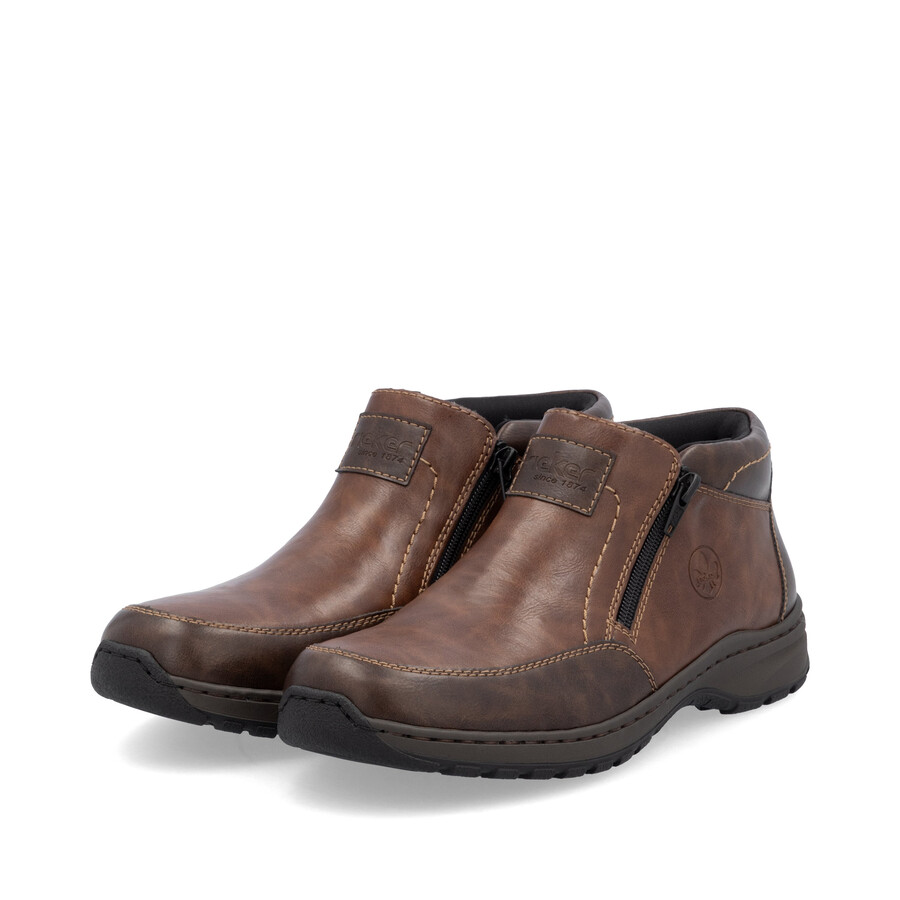 braune reißverschlussstiefel für herren rieker 03352-24