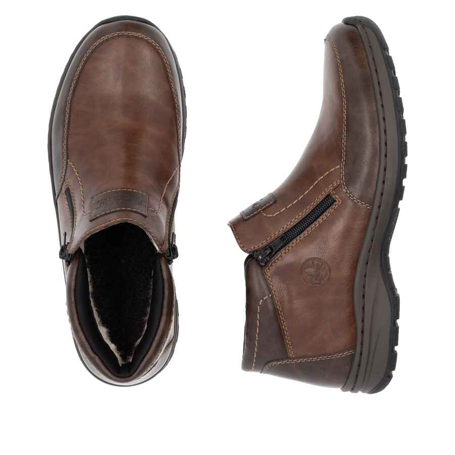 braune reißverschlussstiefel für herren rieker 03352-24
