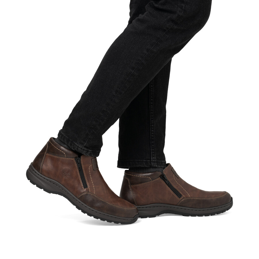 braune reißverschlussstiefel für herren rieker 03352-24
