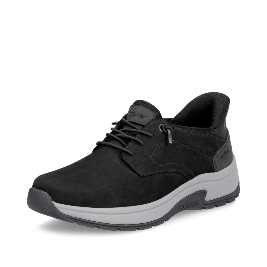 schwarze herrenschuhe mit gummizug rieker 11050-00