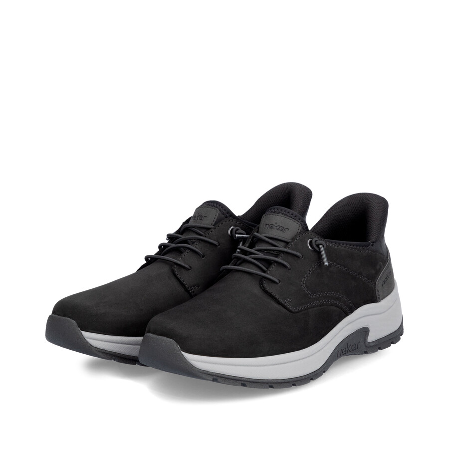 schwarze herrenschuhe mit gummizug rieker 11050-00