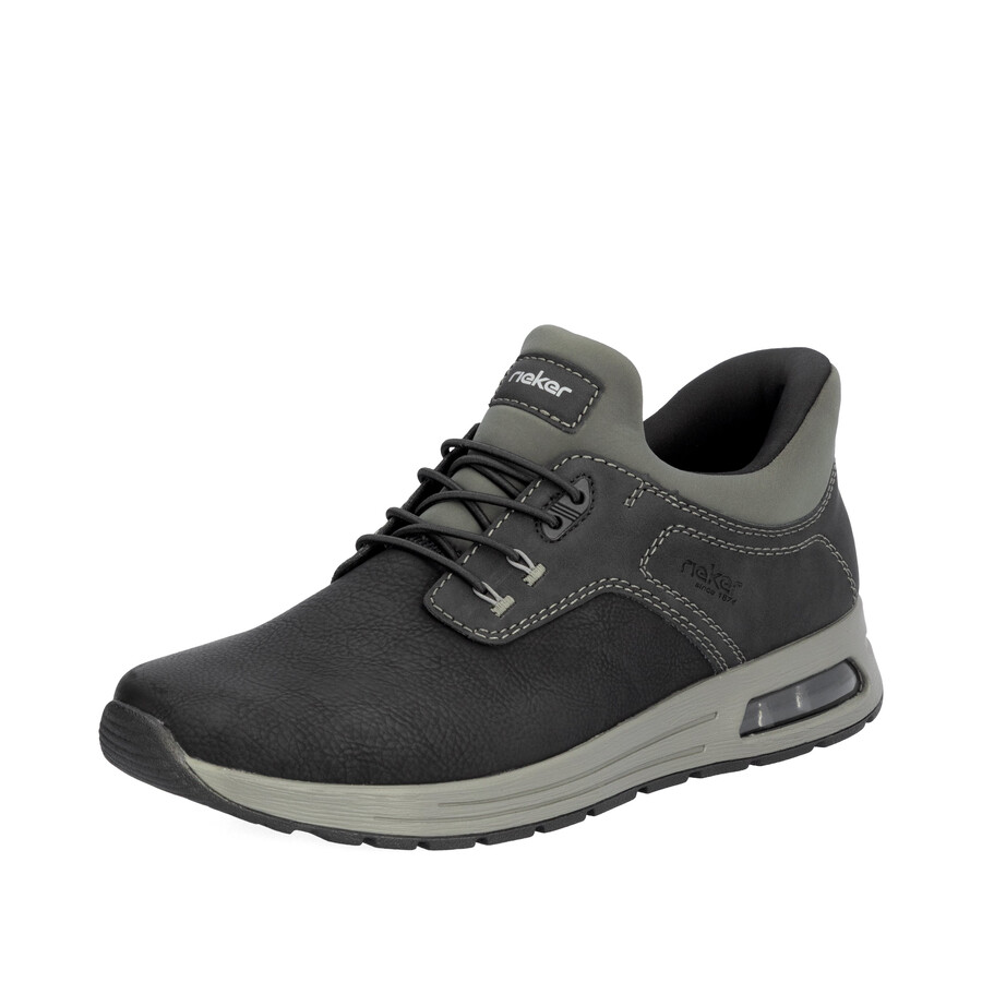 schwarze herrenschuhe mit gummizug rieker b1051-00