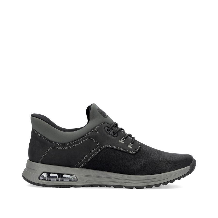 schwarze herrenschuhe mit gummizug rieker b1051-00