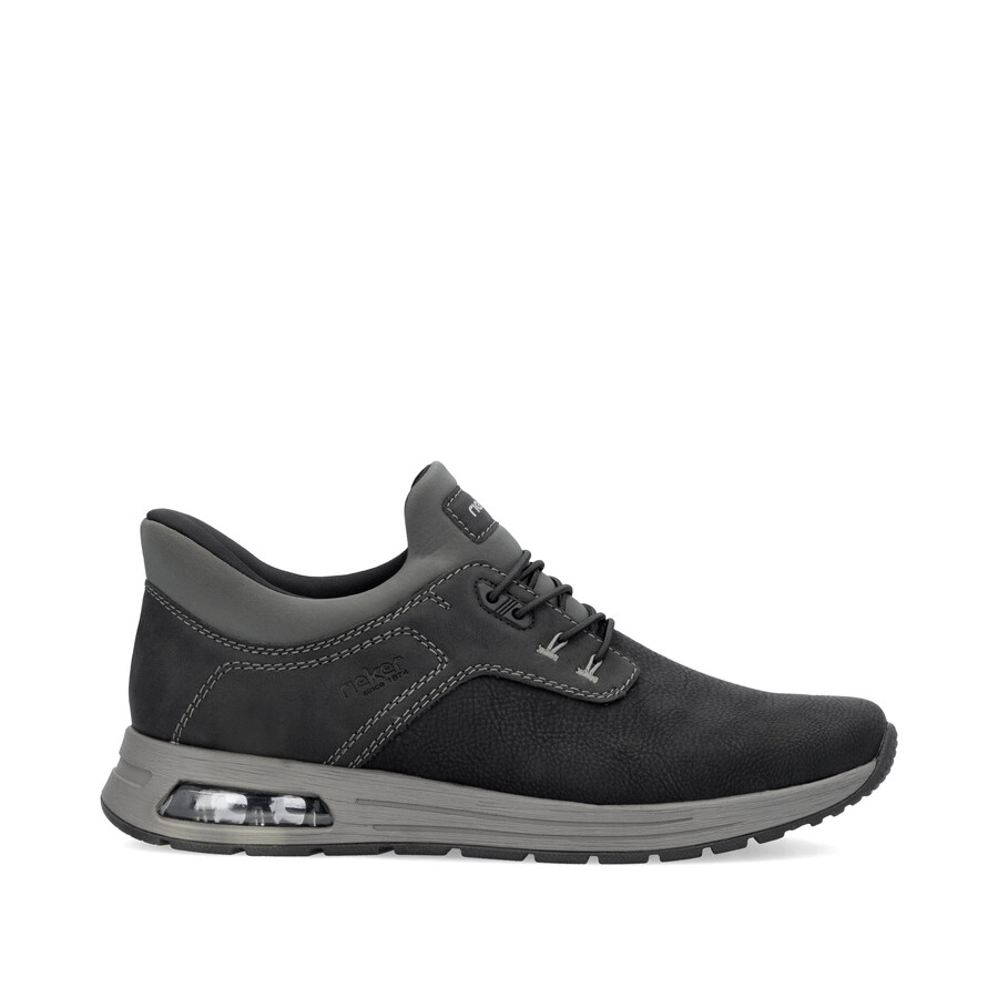 schwarze herrenschuhe mit gummizug rieker b1051-00