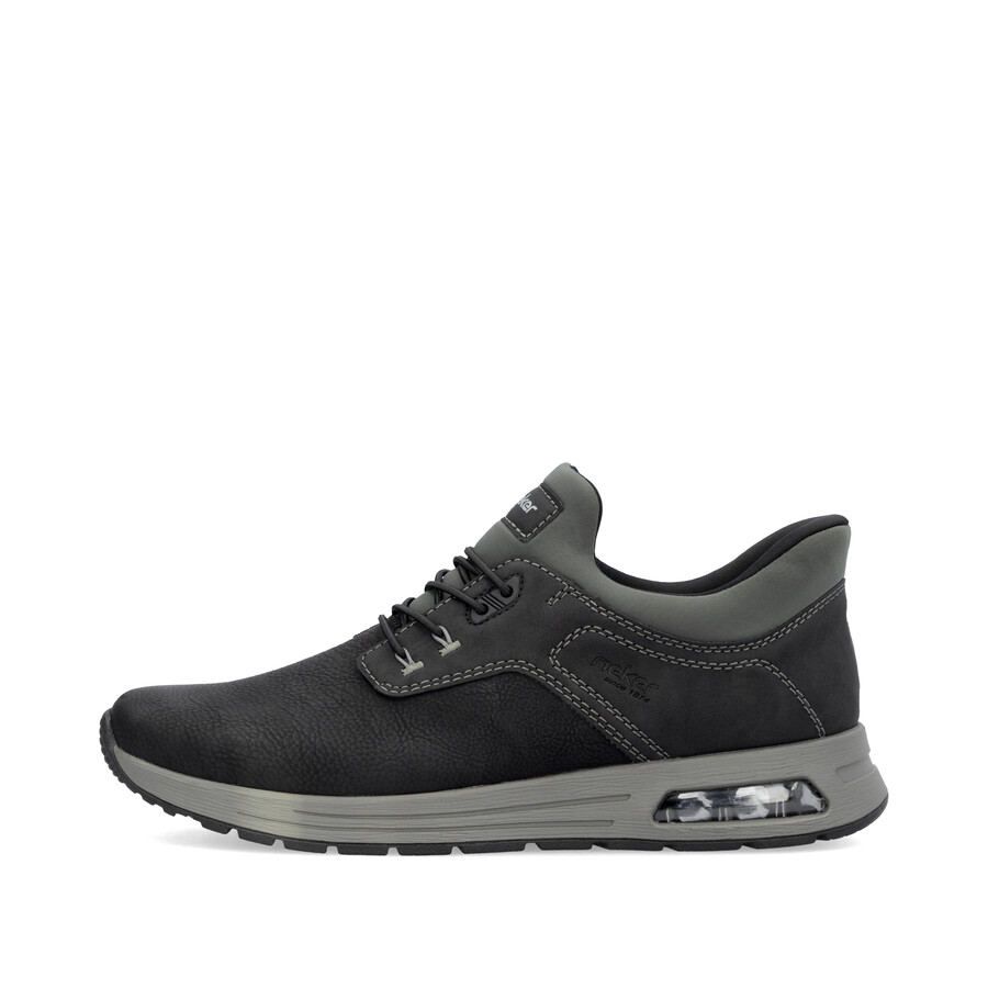 schwarze herrenschuhe mit gummizug rieker b1051-00