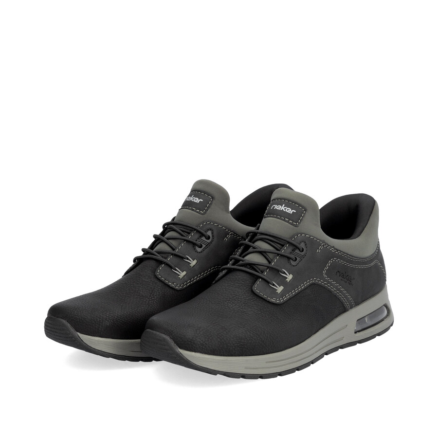 schwarze herrenschuhe mit gummizug rieker b1051-00