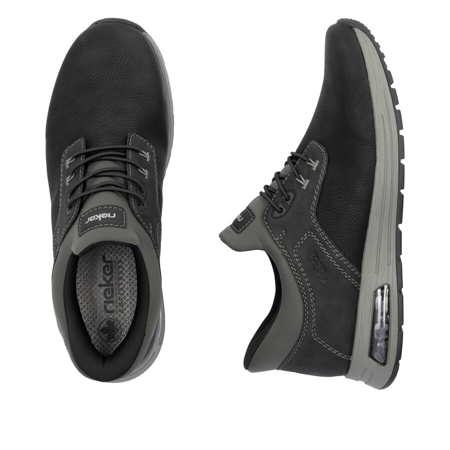 schwarze herrenschuhe mit gummizug rieker b1051-00