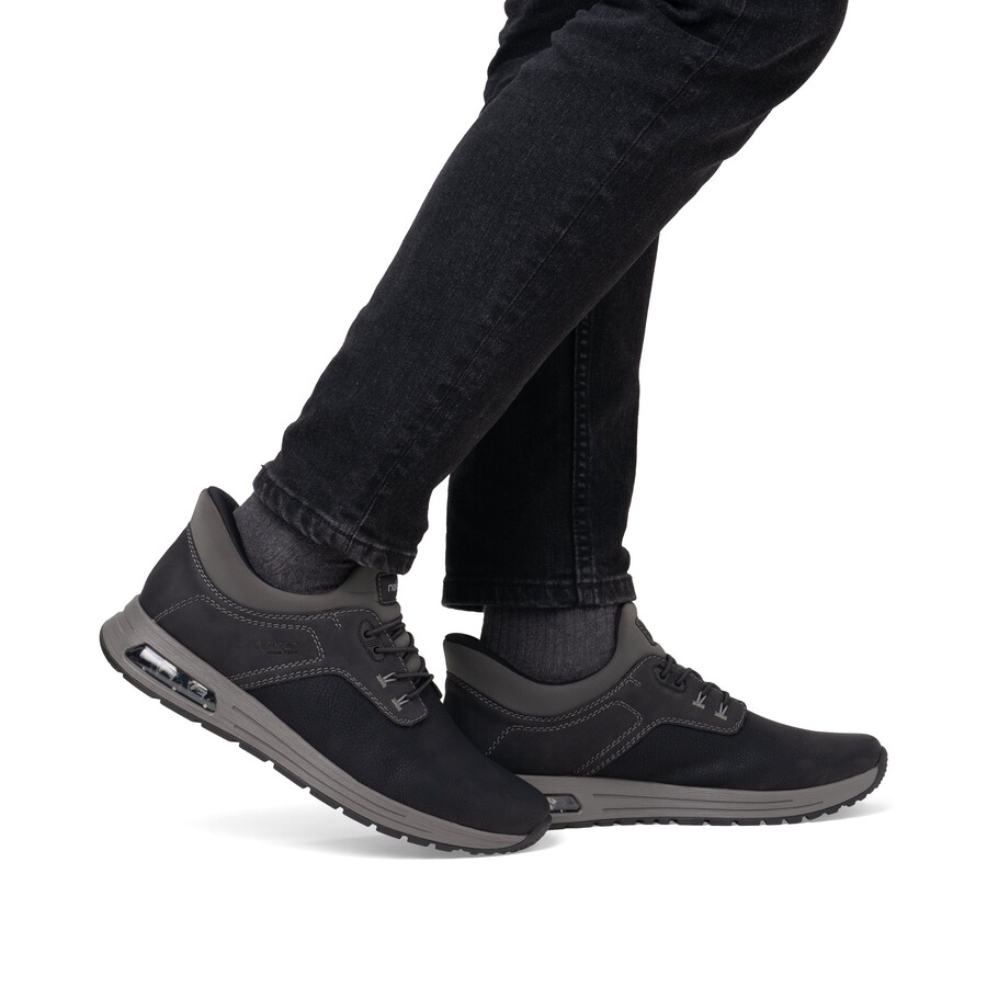 schwarze herrenschuhe mit gummizug rieker b1051-00