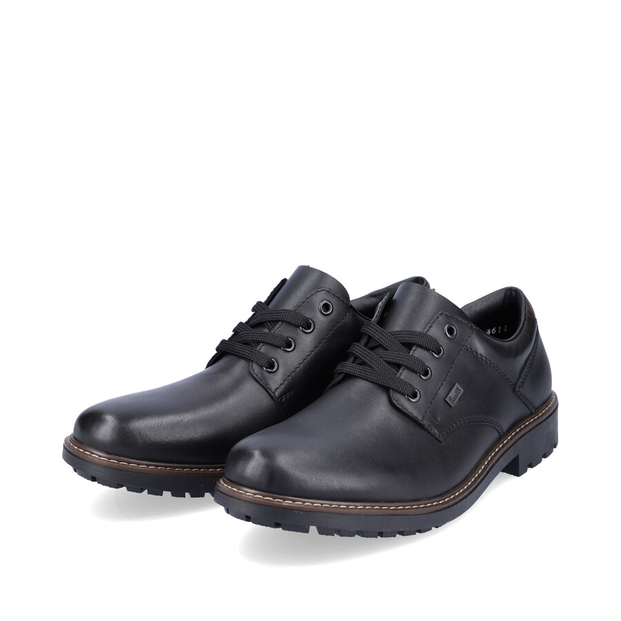 schwarze herrenschuhe mit gummizug rieker f4611-00