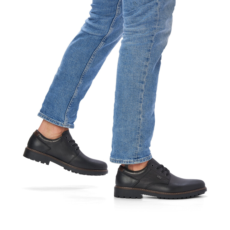 schwarze herrenschuhe mit gummizug rieker f4611-00