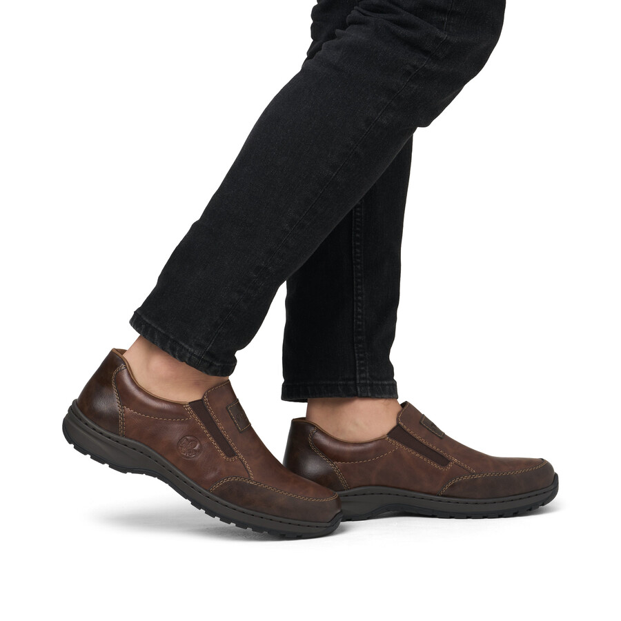 braune elastische herrenschuhe rieker 03354-26