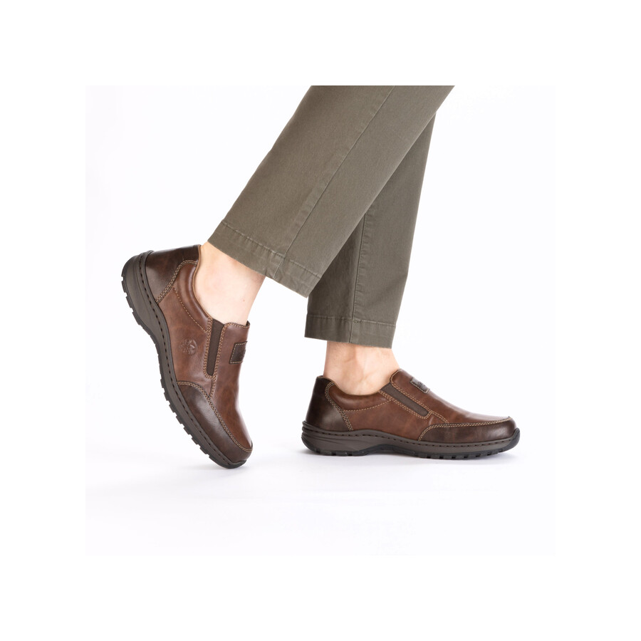 braune elastische herrenschuhe rieker 03354-26