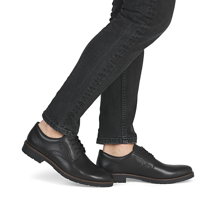 schwarze herrenschuhe mit gummizug rieker 14642-00