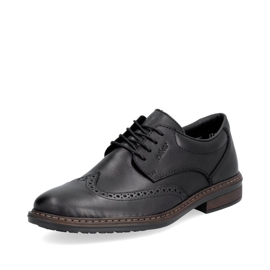 schwarze herrenschuhe mit gummizug rieker 17620-00