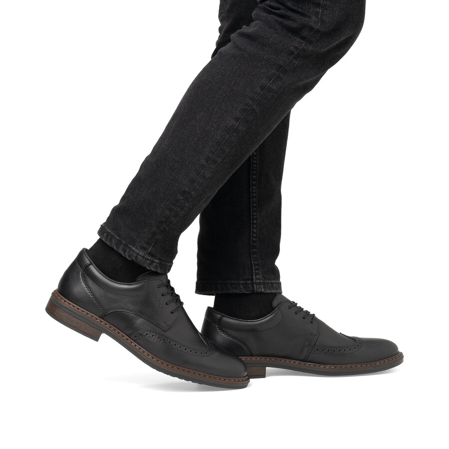 schwarze herrenschuhe mit gummizug rieker 17620-00