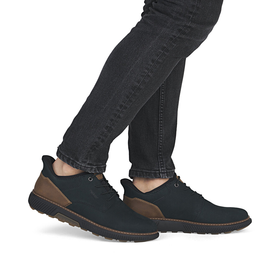 blaue elastische herrenschuhe rieker b3357-15