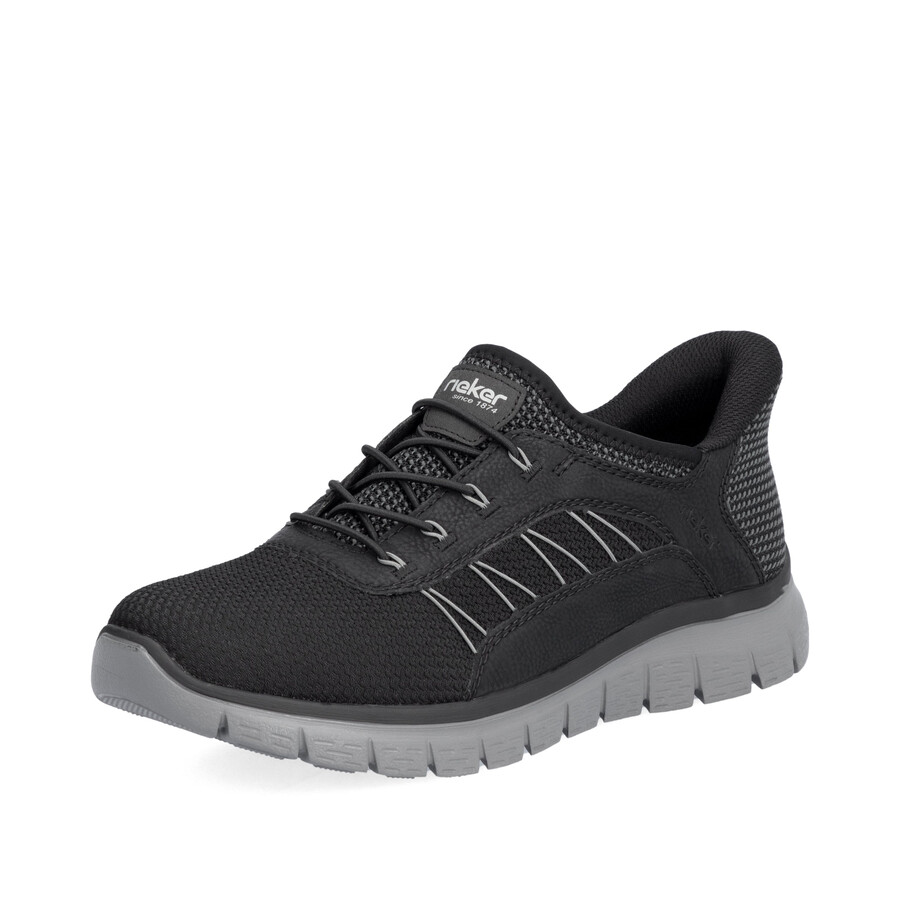 schwarze herrenschuhe mit gummizug rieker b6656-00