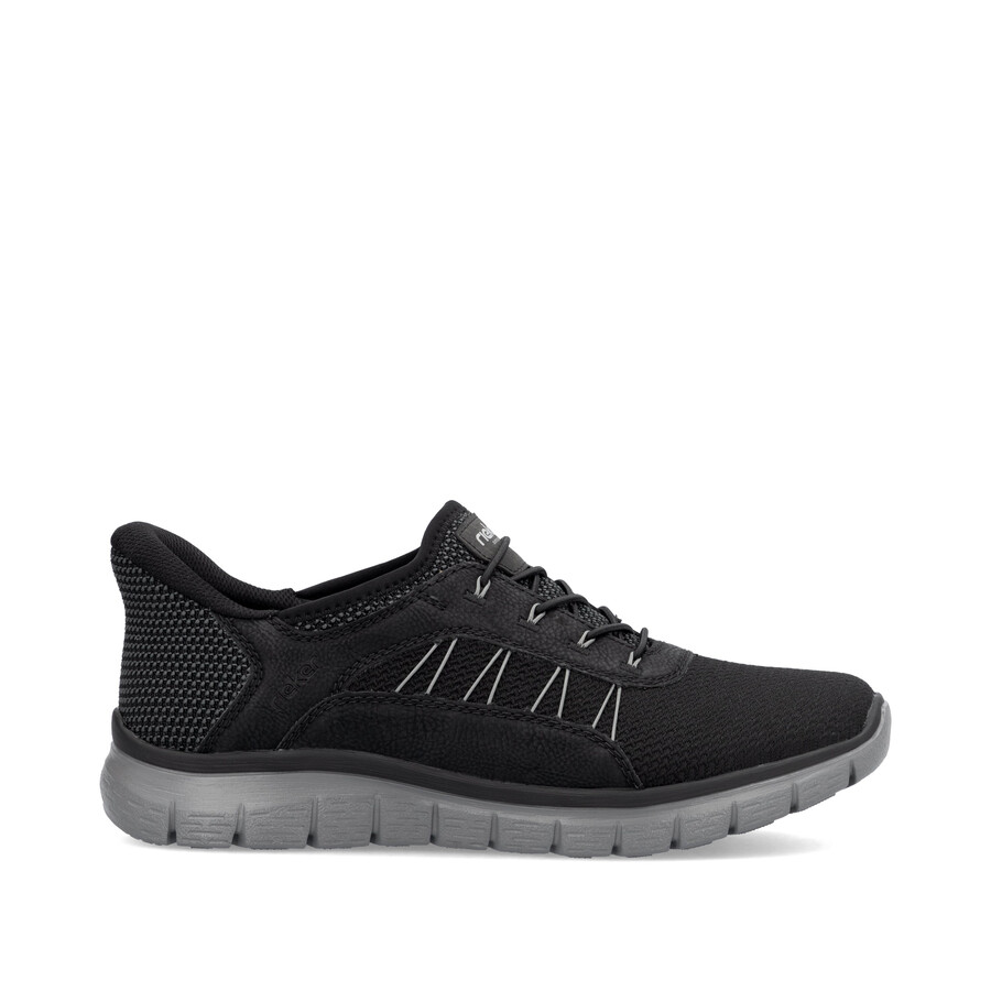 schwarze herrenschuhe mit gummizug rieker b6656-00