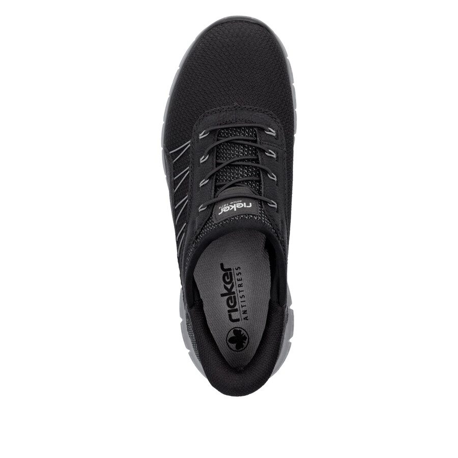 schwarze herrenschuhe mit gummizug rieker b6656-00