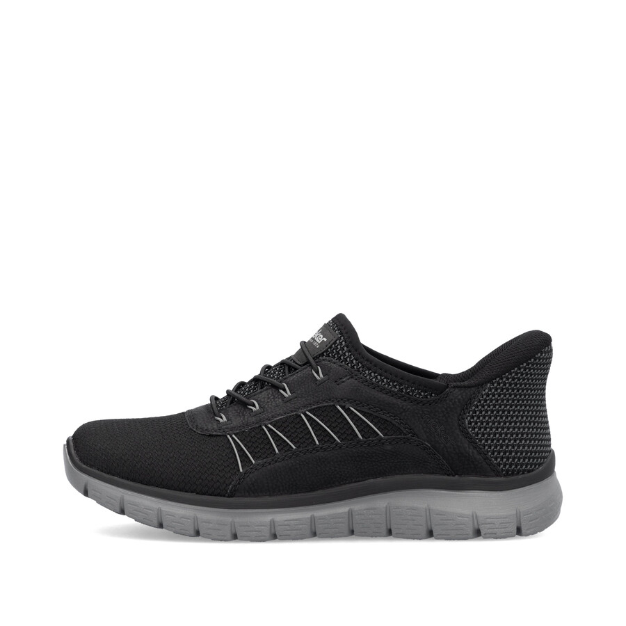 schwarze herrenschuhe mit gummizug rieker b6656-00