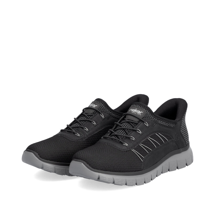 schwarze herrenschuhe mit gummizug rieker b6656-00