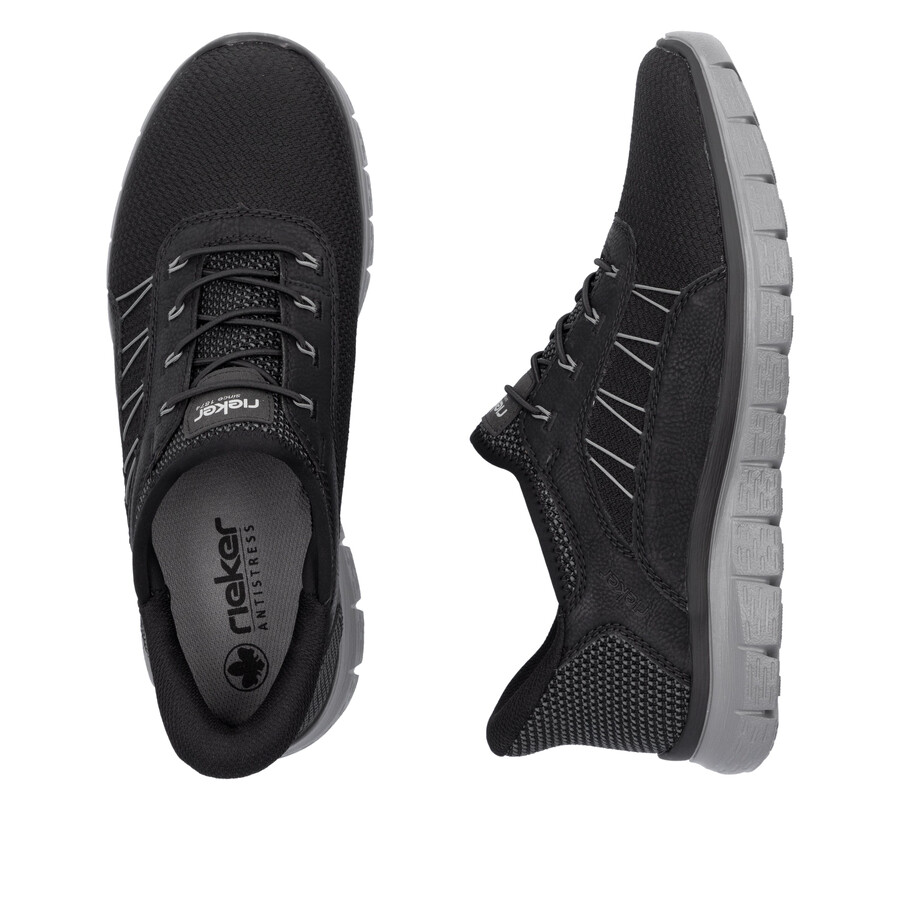 schwarze herrenschuhe mit gummizug rieker b6656-00