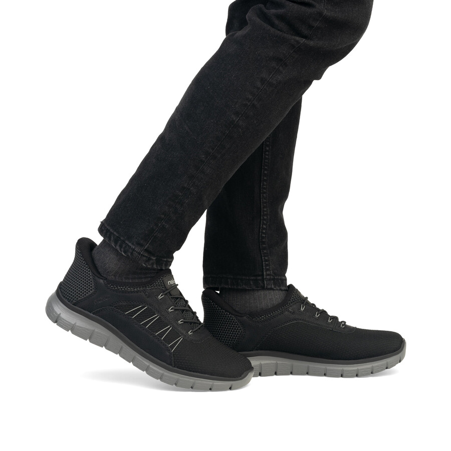 schwarze herrenschuhe mit gummizug rieker b6656-00