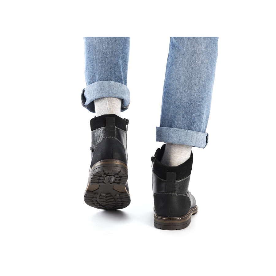 schwarze reißverschlussstiefel für herren rieker 13740-00
