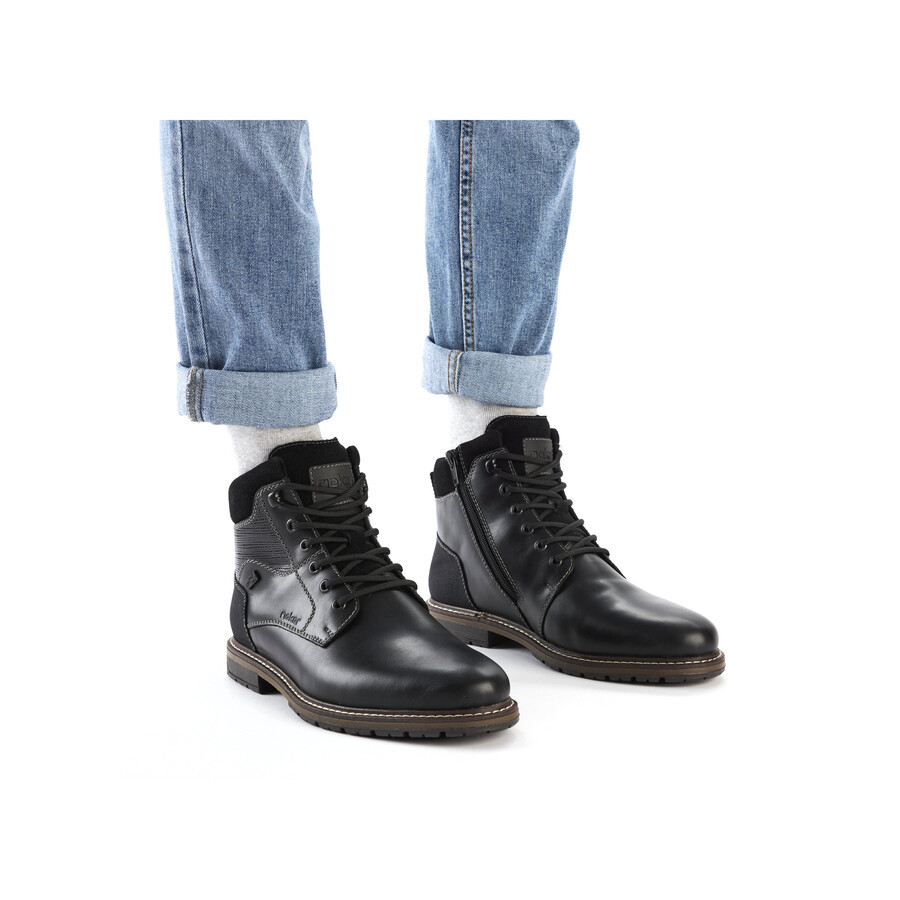 schwarze reißverschlussstiefel für herren rieker 13740-00