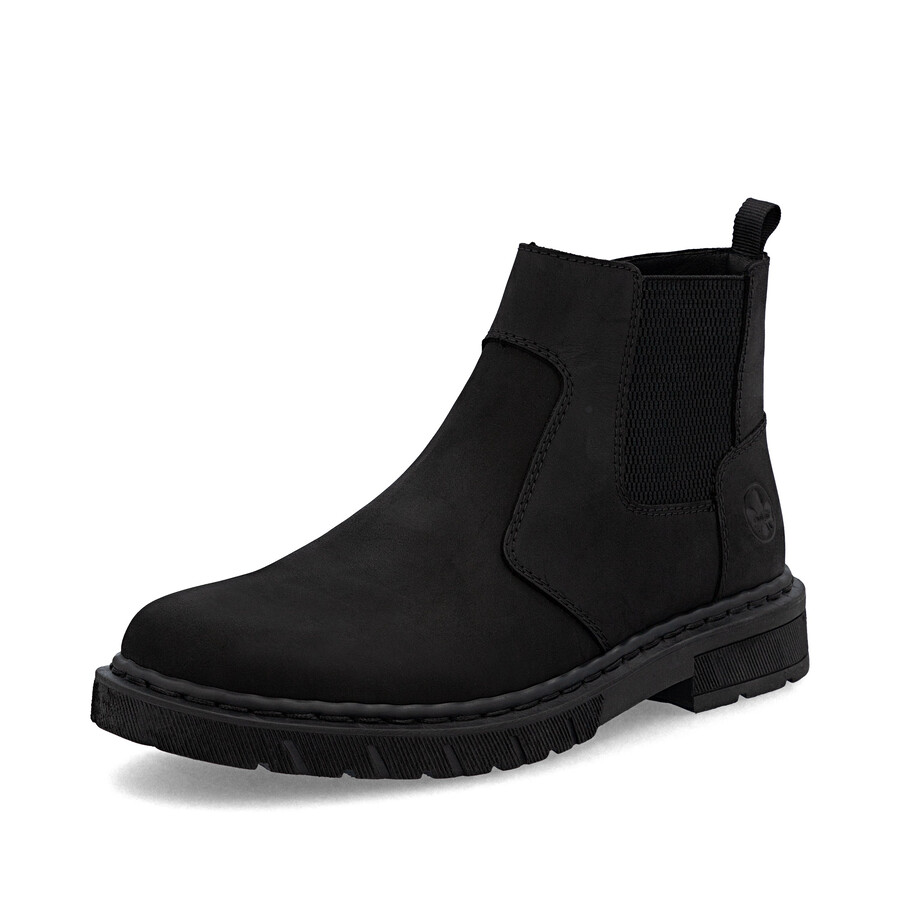 schwarze reißverschlussstiefel für herren rieker 31650-00