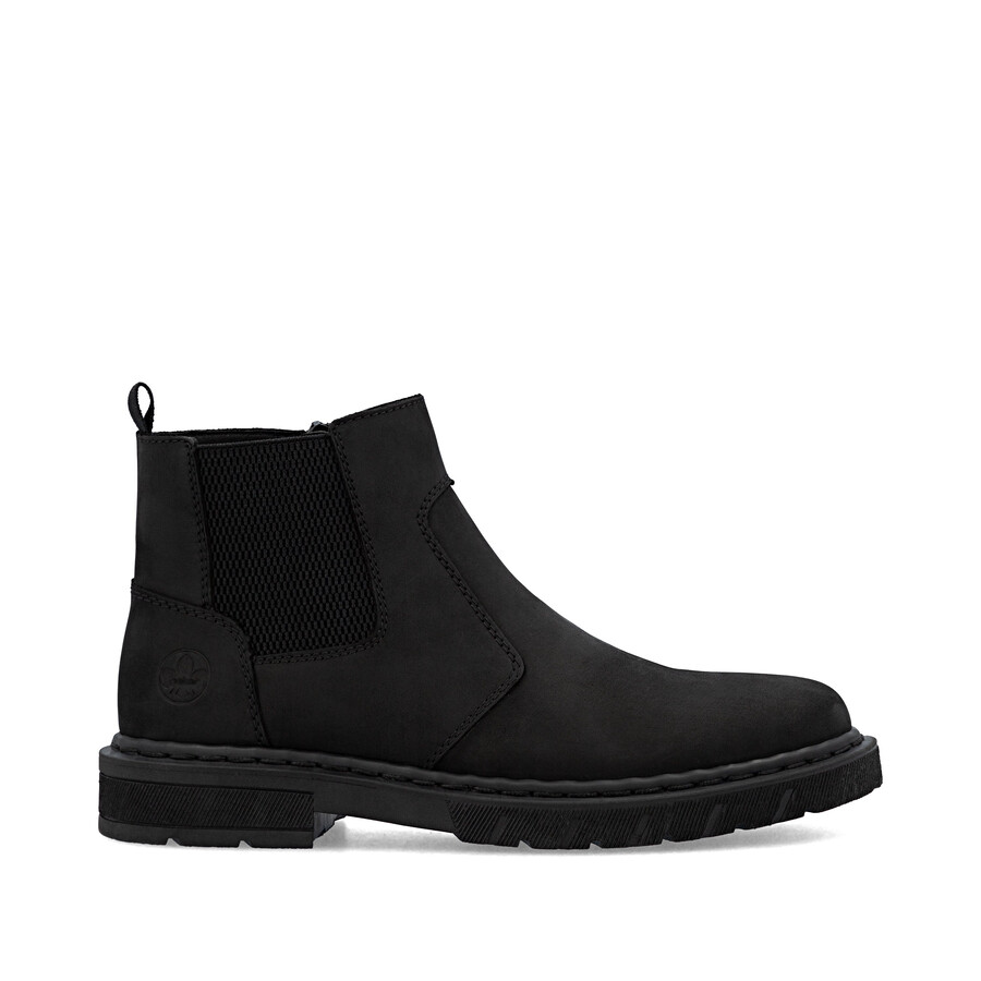 schwarze reißverschlussstiefel für herren rieker 31650-00