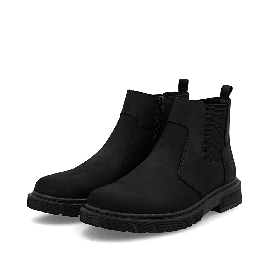schwarze reißverschlussstiefel für herren rieker 31650-00
