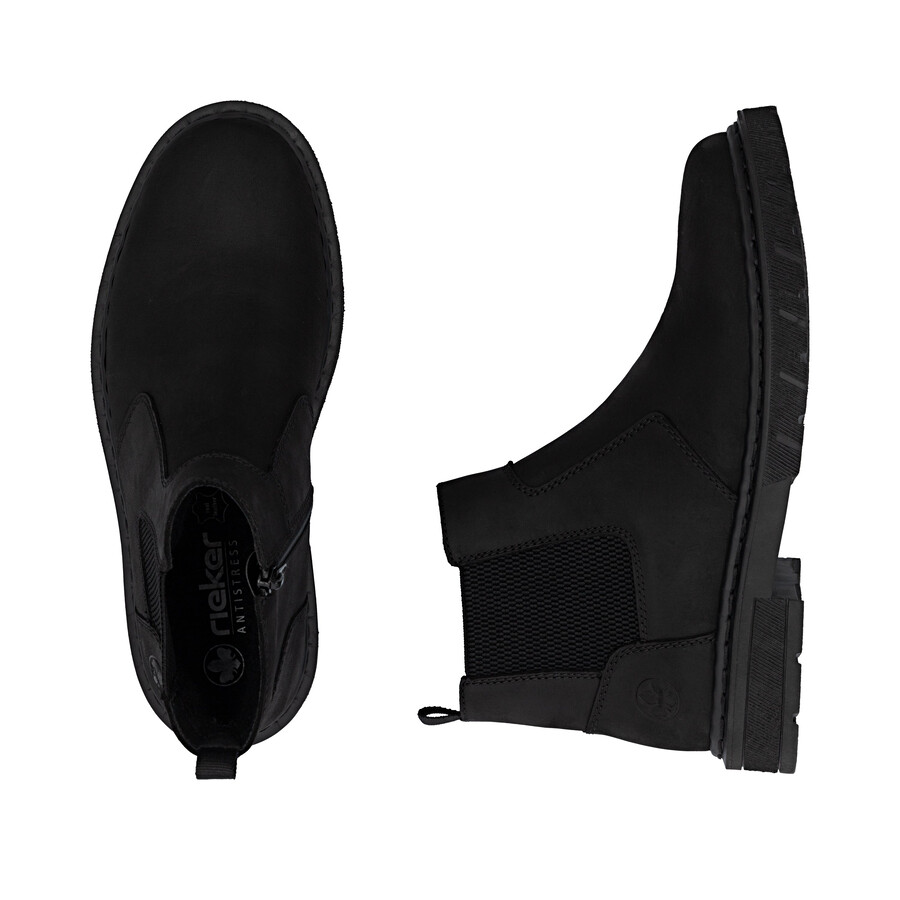 schwarze reißverschlussstiefel für herren rieker 31650-00