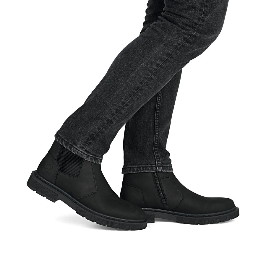 schwarze reißverschlussstiefel für herren rieker 31650-00