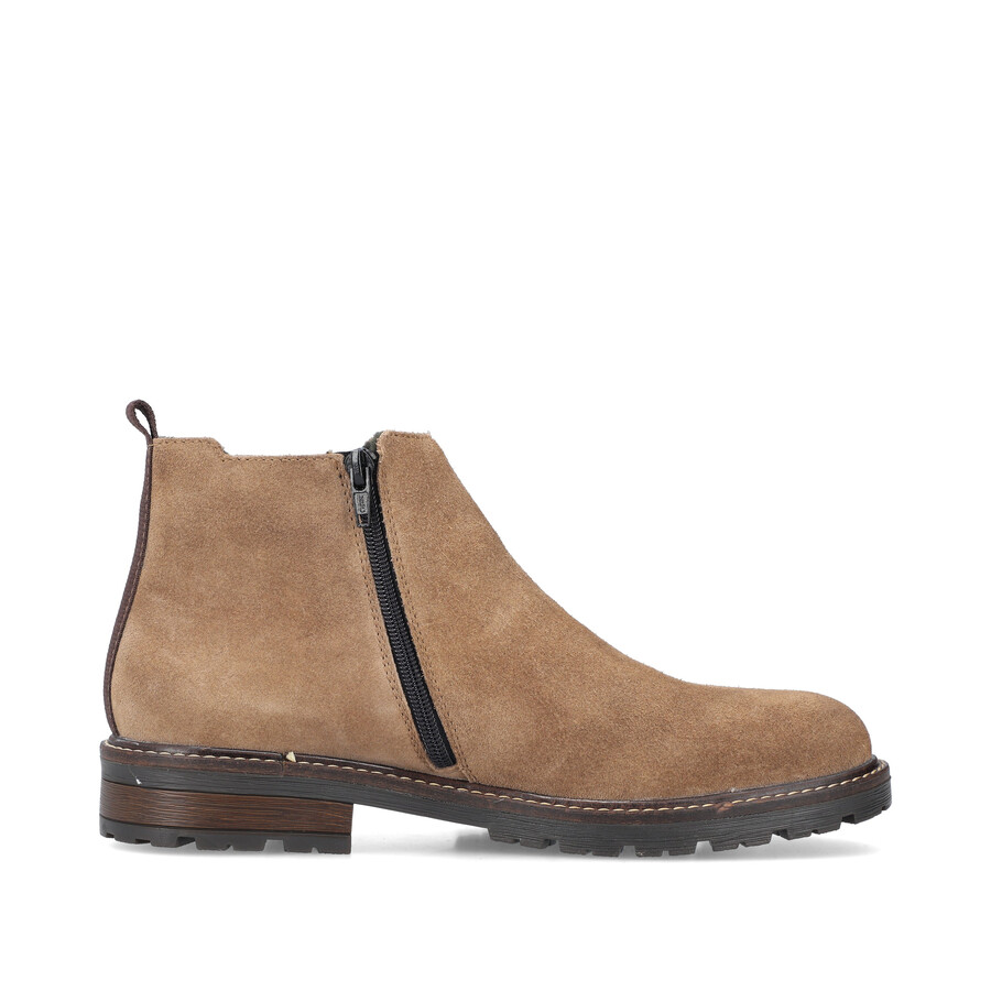 beige reißverschlussstiefel für herren rieker 32051-64