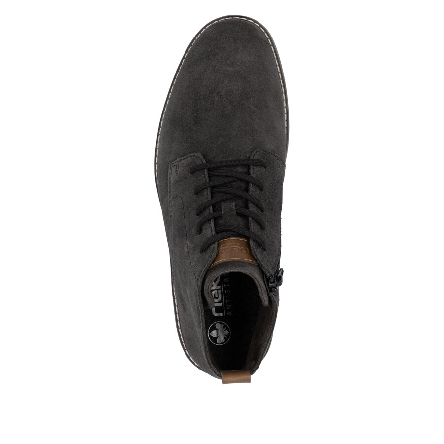 graue reißverschlussstiefel für herren rieker 33106-45