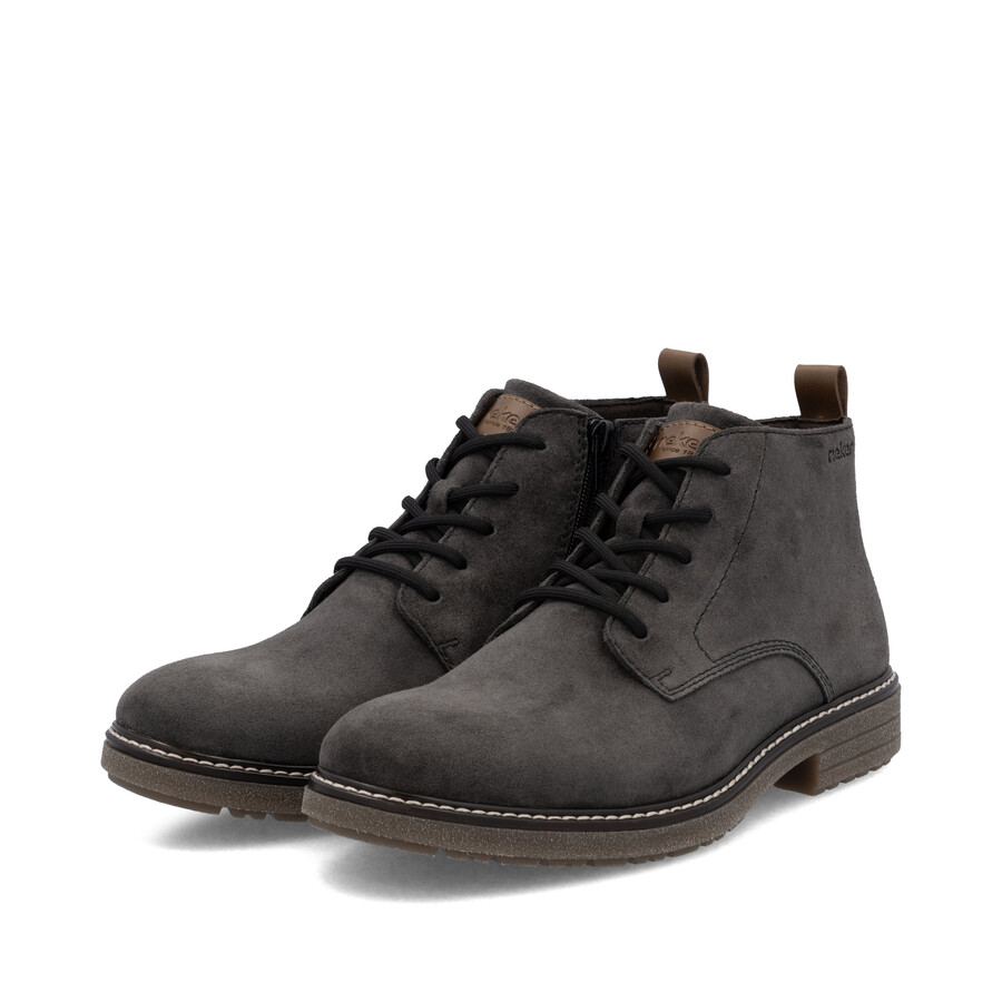 graue reißverschlussstiefel für herren rieker 33106-45
