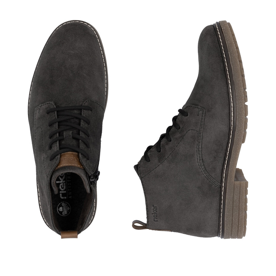 graue reißverschlussstiefel für herren rieker 33106-45