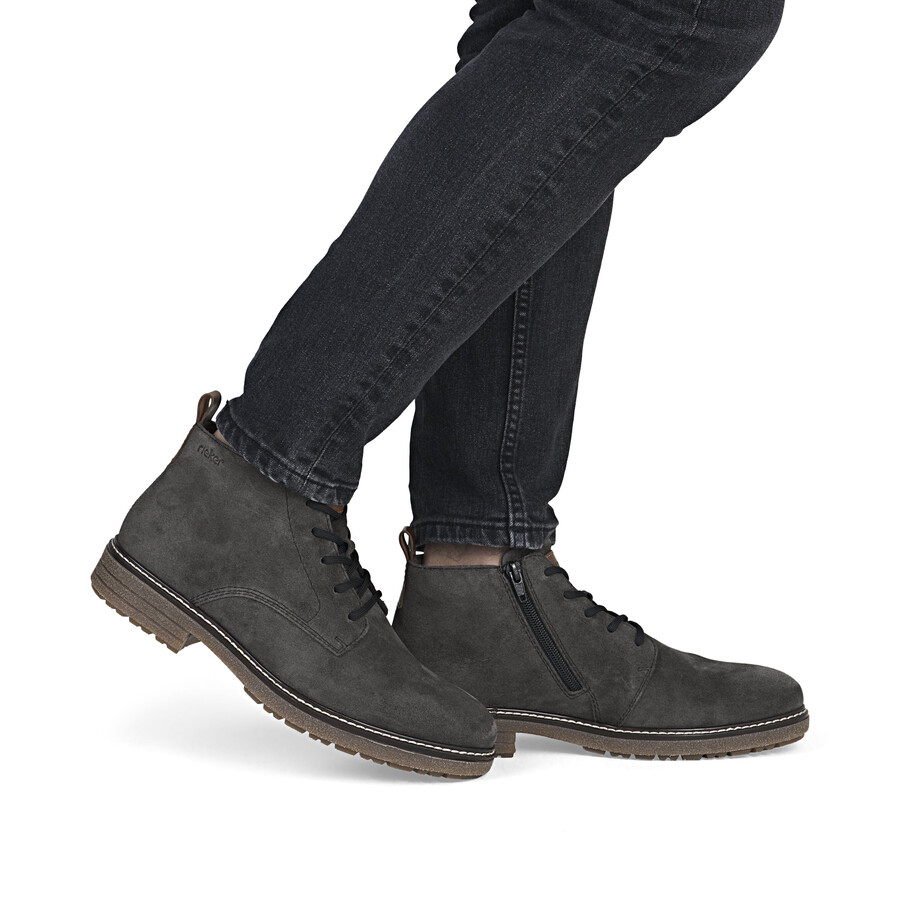 graue reißverschlussstiefel für herren rieker 33106-45