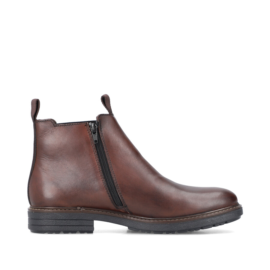 braune reißverschlussstiefel für herren rieker 33180-26