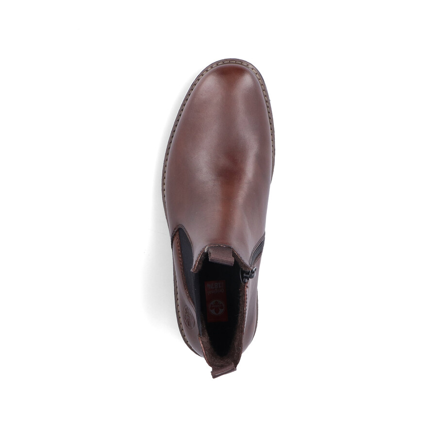 braune reißverschlussstiefel für herren rieker 33180-26
