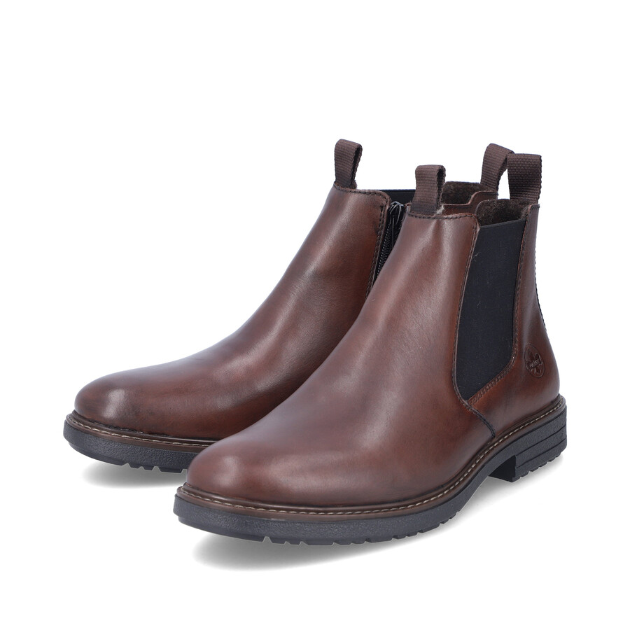 braune reißverschlussstiefel für herren rieker 33180-26