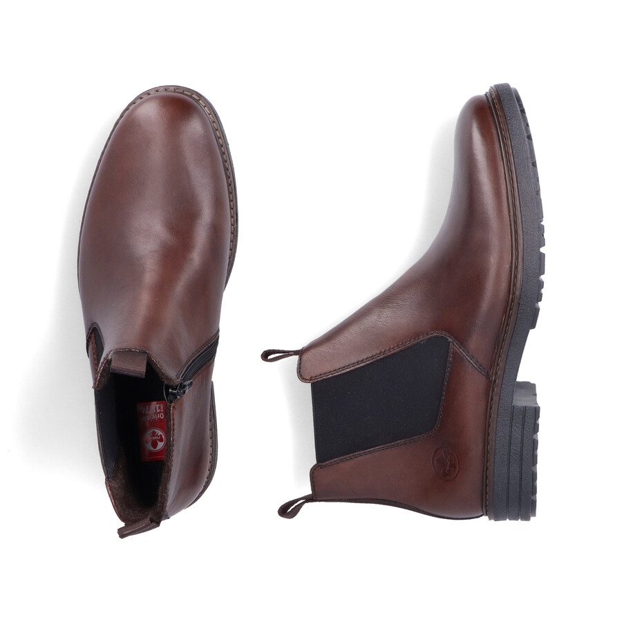 braune reißverschlussstiefel für herren rieker 33180-26