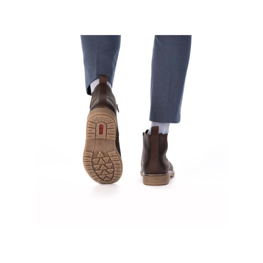 braune reißverschlussstiefel für herren rieker 33180-27
