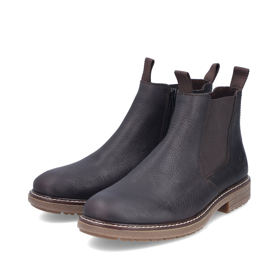 braune reißverschlussstiefel für herren rieker 33180-27