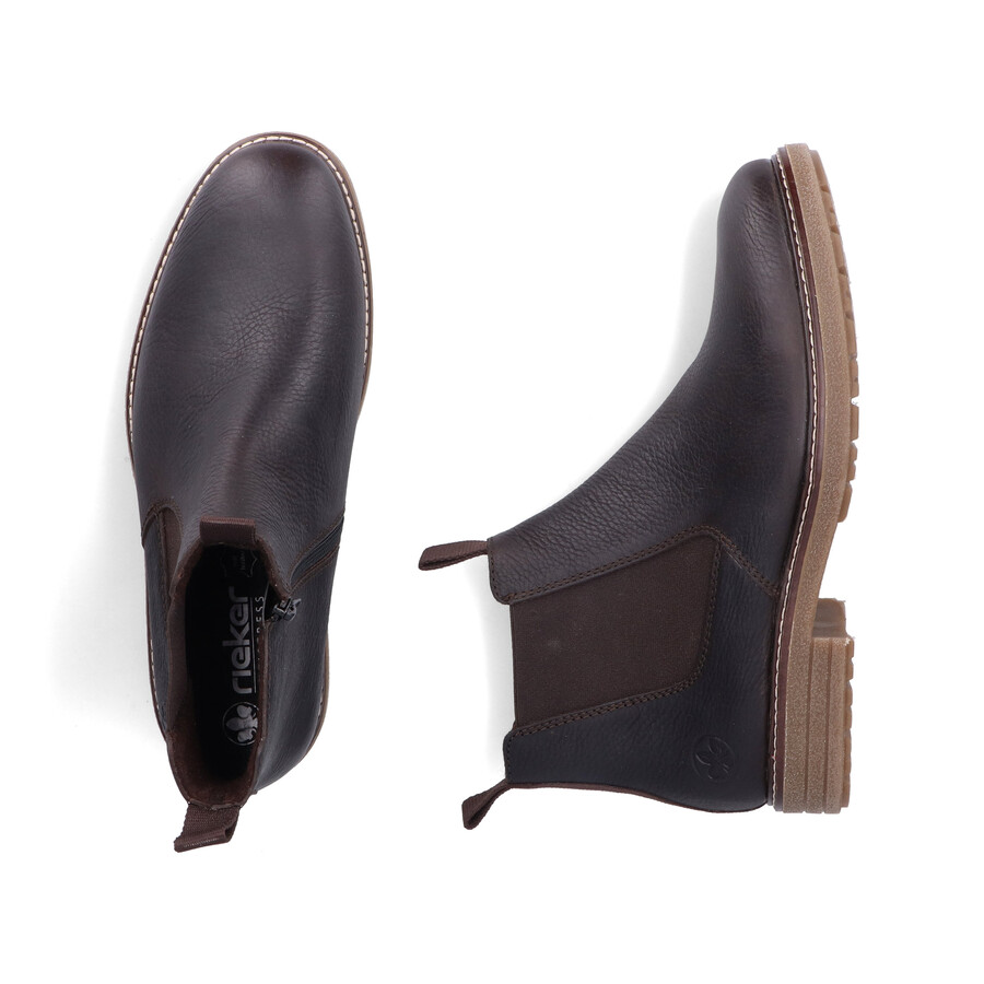 braune reißverschlussstiefel für herren rieker 33180-27
