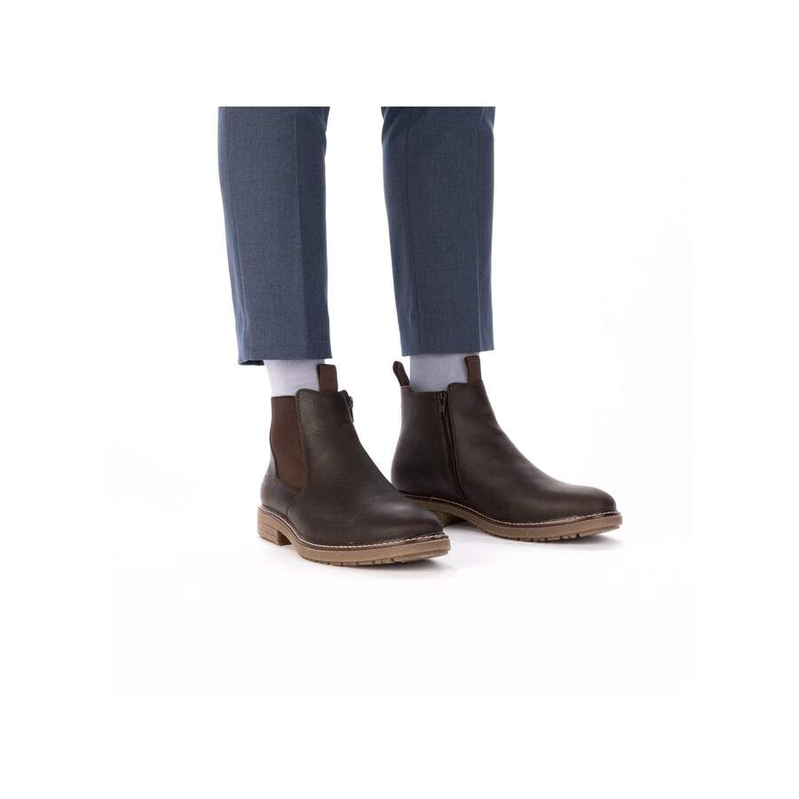 braune reißverschlussstiefel für herren rieker 33180-27