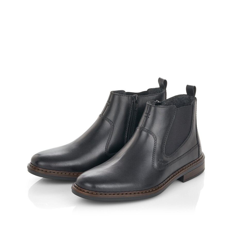 schwarze reißverschlussstiefel für herren rieker 37662-00