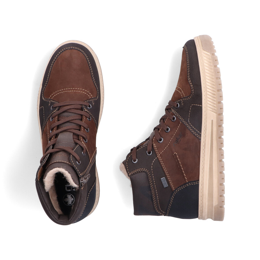 braune reißverschlussstiefel für herren rieker 38540-25