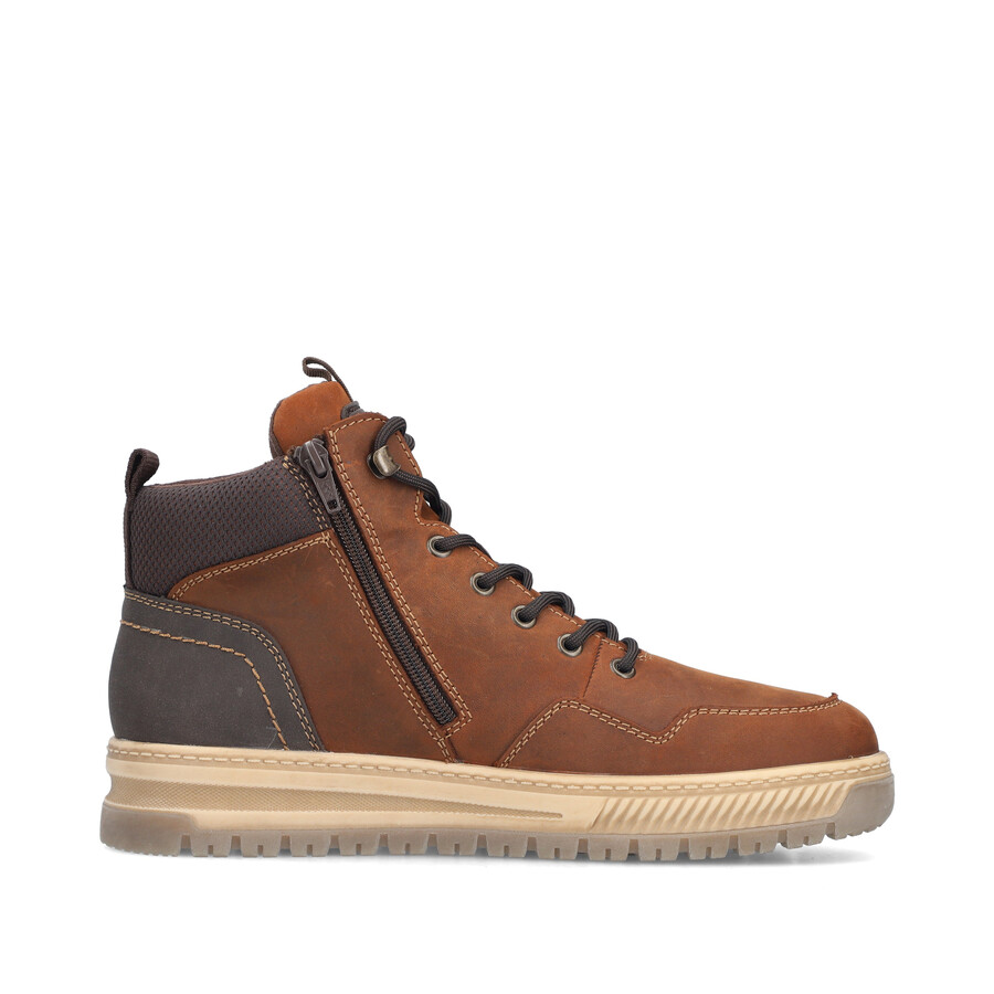 braune reißverschlussstiefel für herren rieker 38554-22